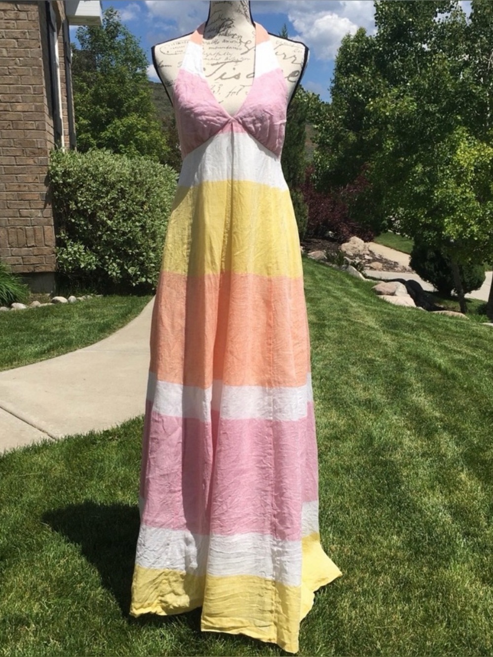 J Crew Collection Linen Halter Maxi Dress